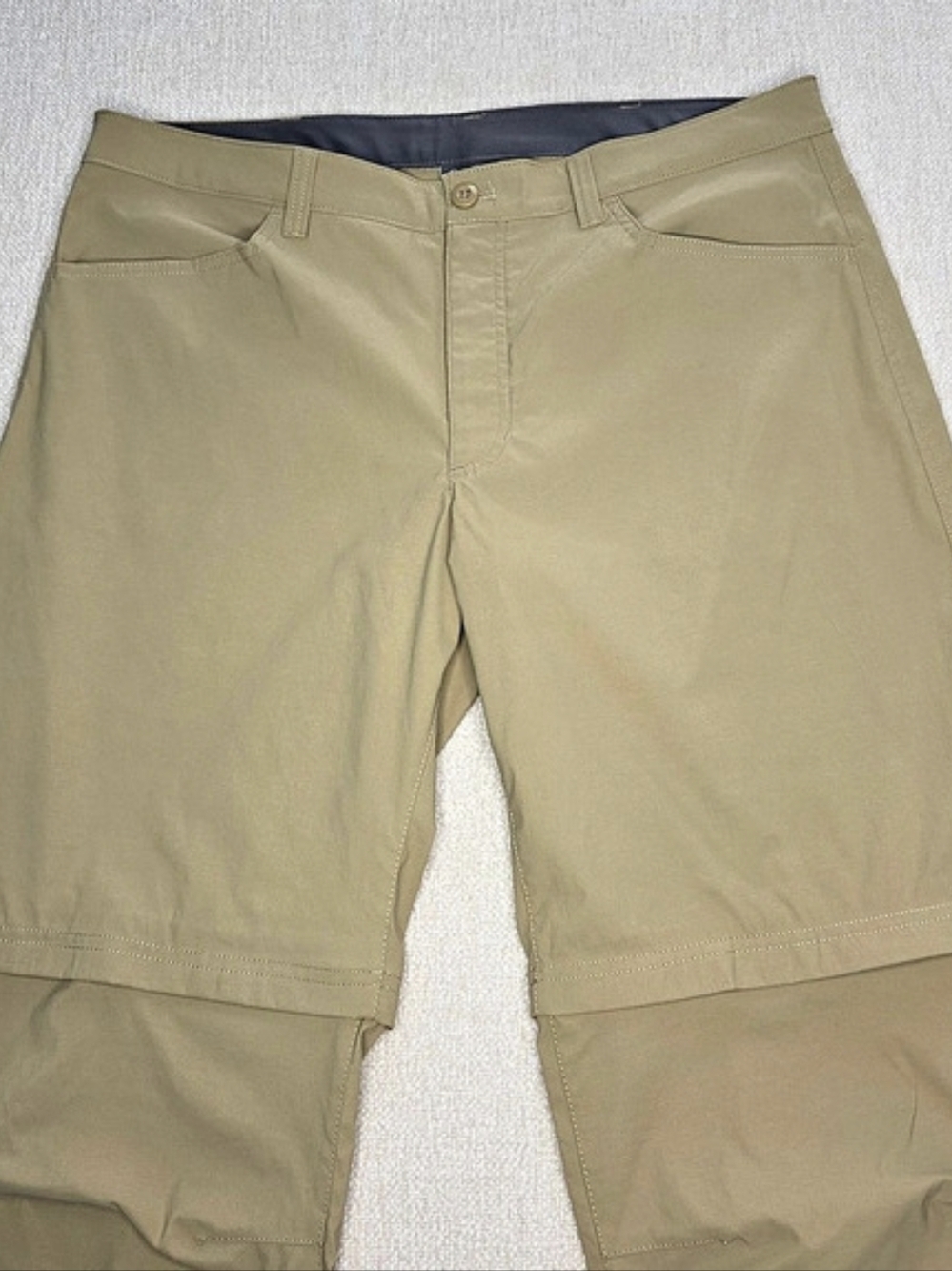 Eddie Bauer Men's 38x30 Convertible Tech Pants Zip Off Hiking Shorts Khaki
